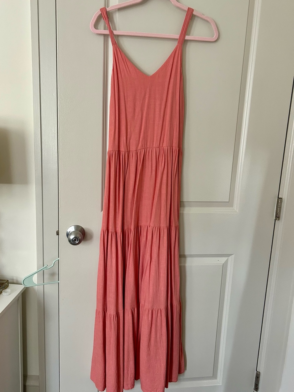 Splendid Coral Spaghetti Strap Maxi Dress